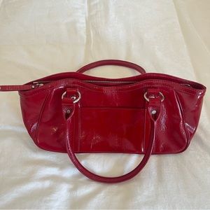 Real Leather Vintage Red Patent Leather Shoulder Bag